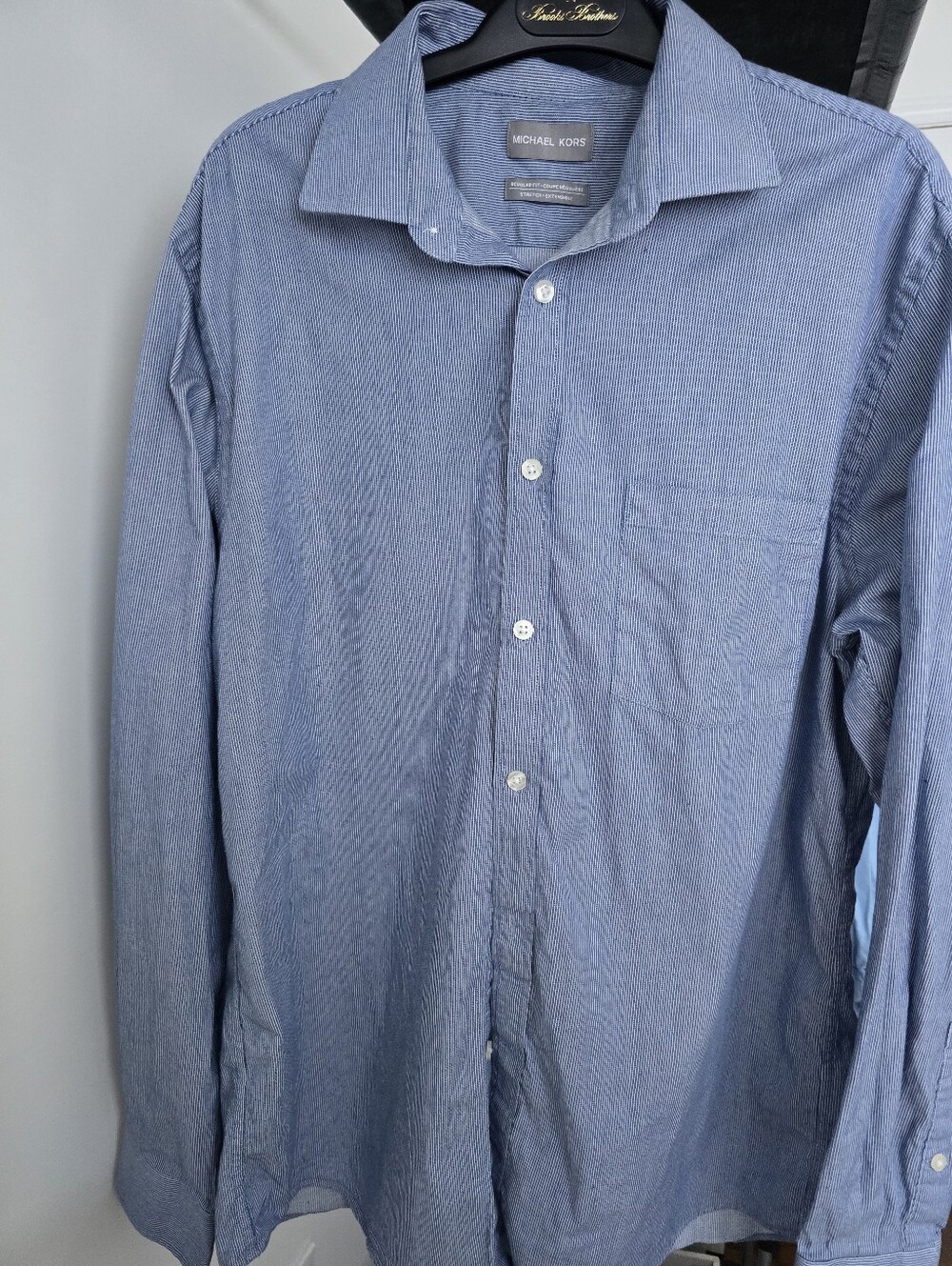 Michael Kors Men's Light Blue Striped Dress Shirt